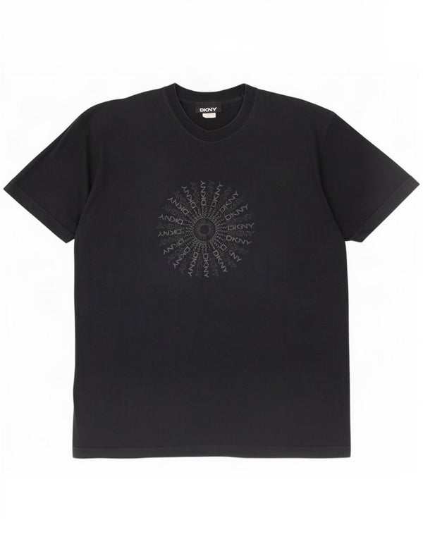 Dkny Herren-T-Shirt mit Grafik, Größe L, aus schwarzer Baumwolle
