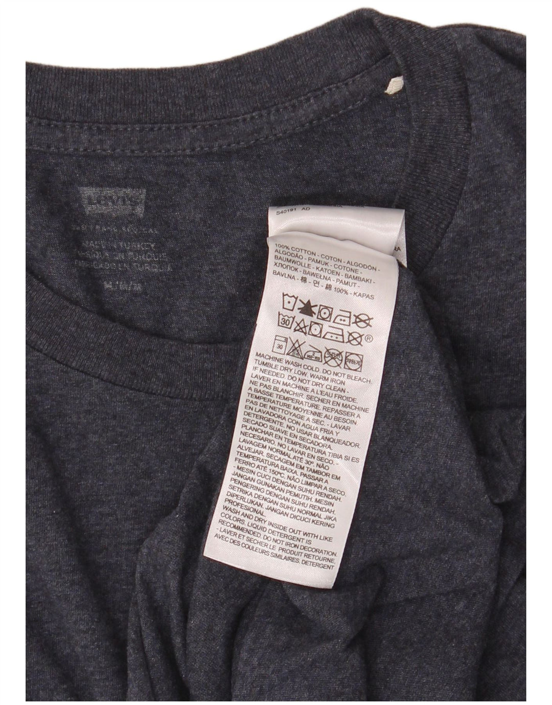 Levi's Herren-T-Shirt-Oberteil aus mittelblauer, melierter Baumwolle