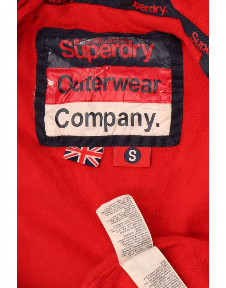 Superdry Herren-Jacke mit Kapuze, wattiert, UK 10, Größe S, Marineblau, Farbblock