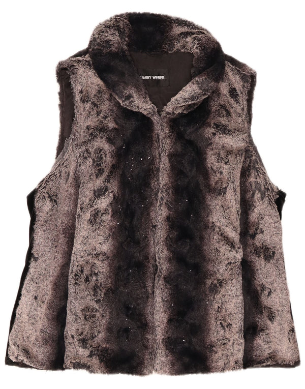Gerry Weber Damen Kunstpelzweste UK 16 Large Grau gestreift