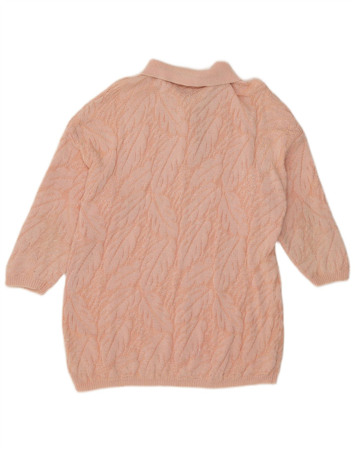 Benetton Damen Rollkragenpullover mit abstraktem Muster IT 48 XL Pink