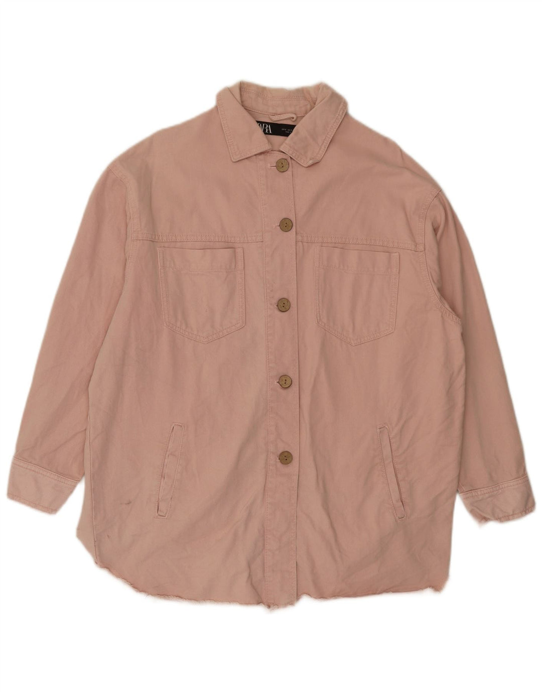 Übergroßes Jeanskleid von Zara für Damen, Gr. 10, Größe S, rosa, Baumwolle
