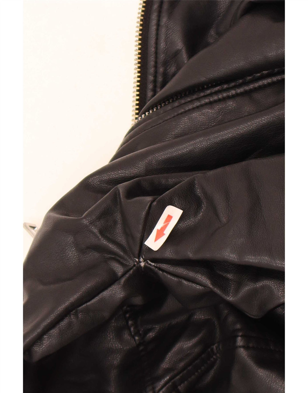 Übergroße Damen-Bikerjacke aus Kunstleder von Zara, Gr. 10, Größe S, Schwarz, Polyester