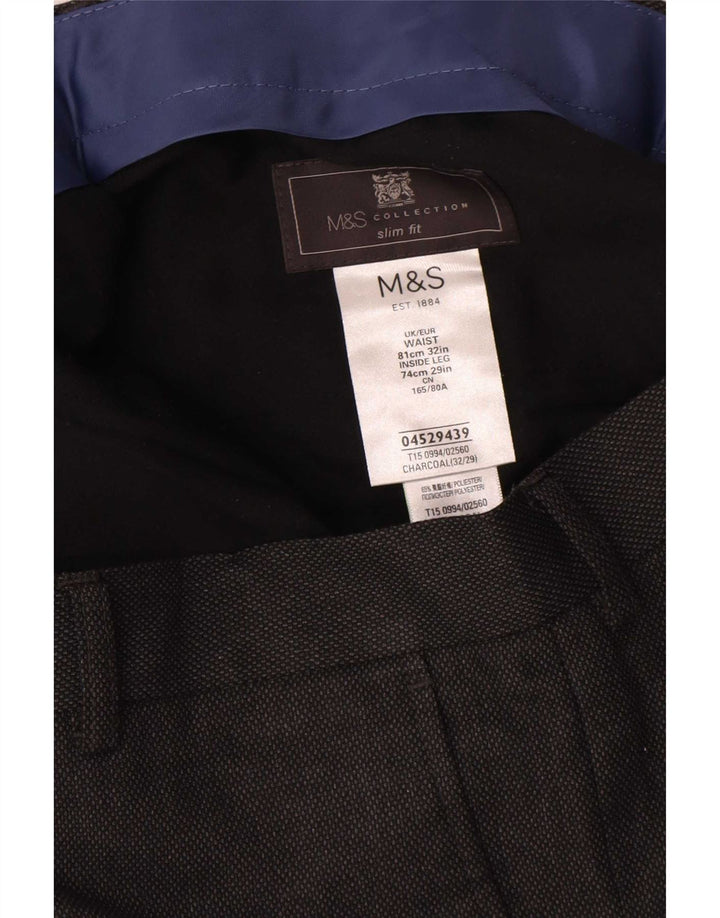 Marks & Spencer Herren-Anzughose in schmaler Passform, W32, L29, grau, Polyester