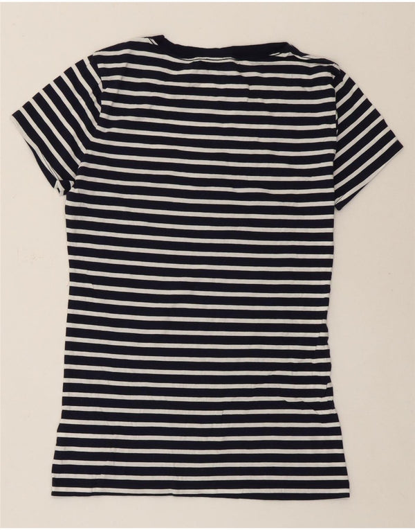 Gap Damen Grafik-T-Shirt-Oberteil UK 6 XS Marineblau gestreift aus Baumwolle