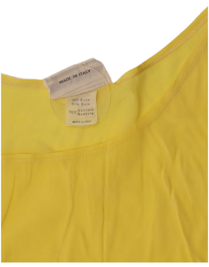 Vintage Damen Crop Ärmelloses Blusentop IT 42 Mittelgelbes Acetat