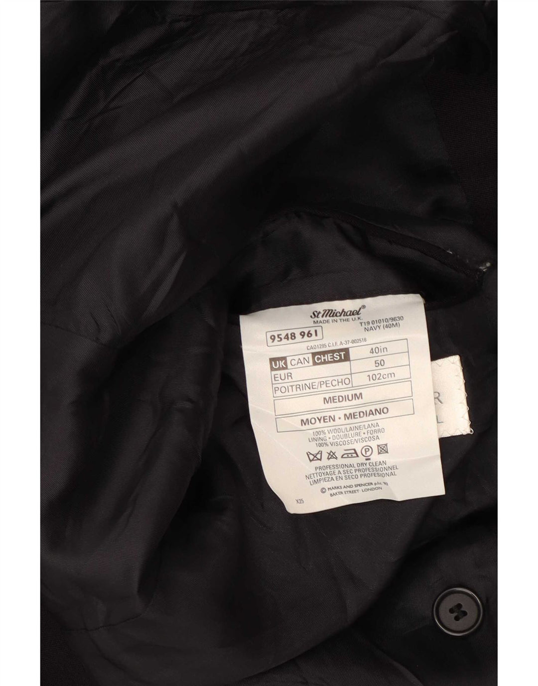 Marks & Spencer Herren St. Michael Blazer Jacke UK 40 Mittel Marineblau