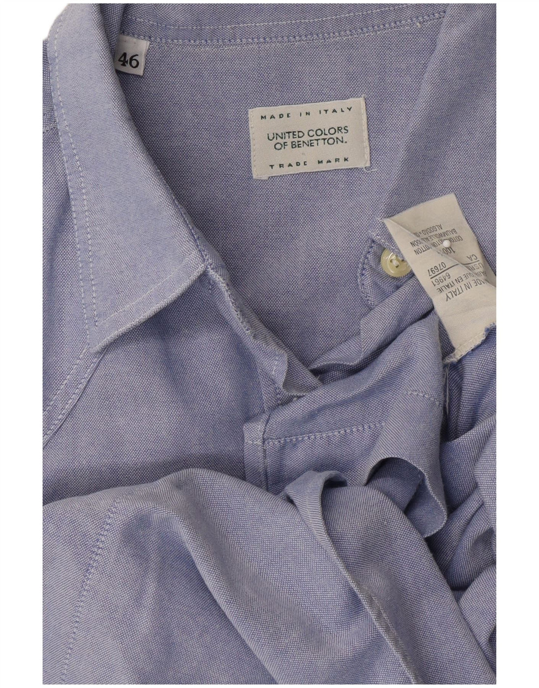 BENETTON Womens Sleeveless Shirt IT 46 Large Blue Cotton