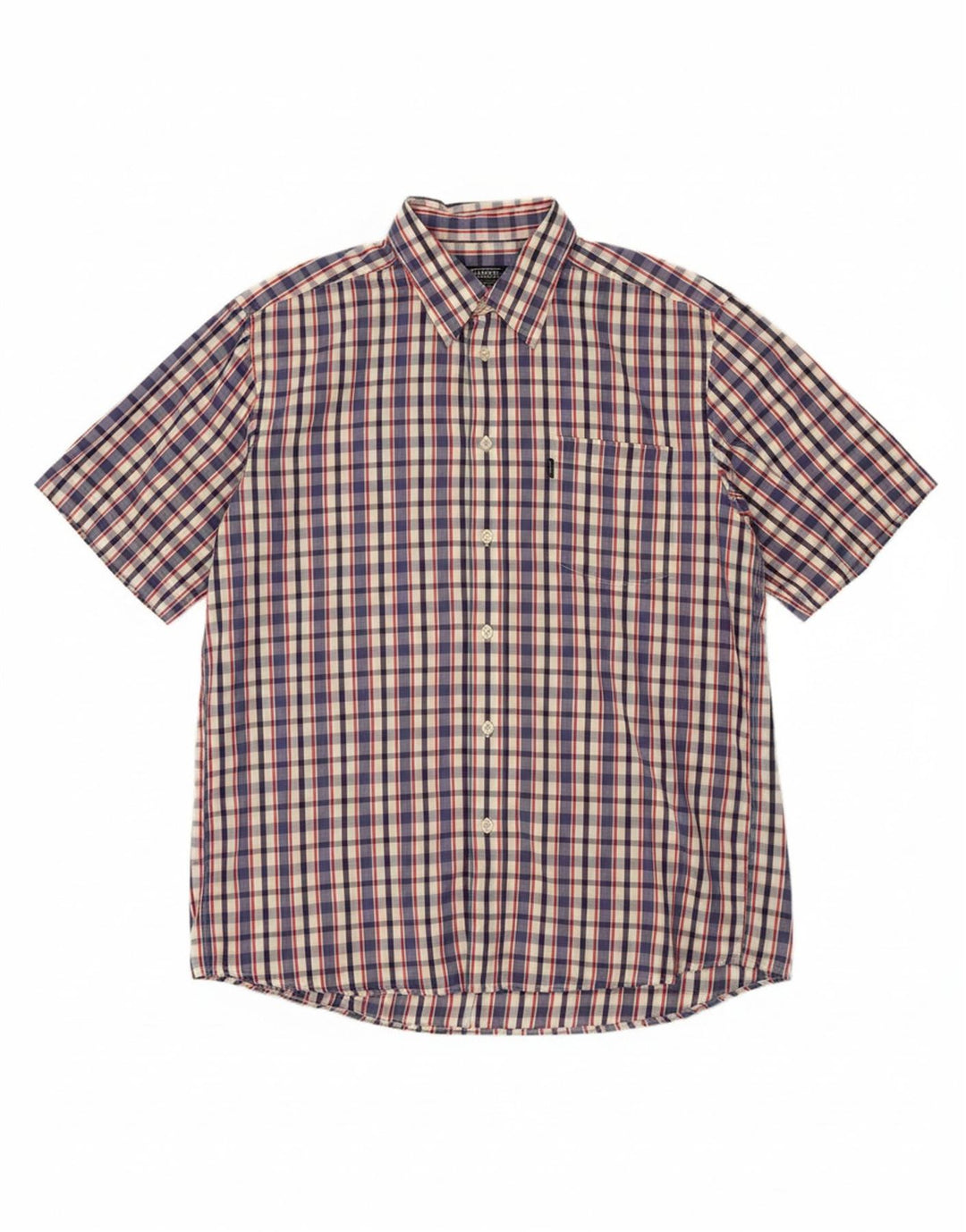 LERROS Mens Short Sleeve Shirt Large Blue Check Cotton
