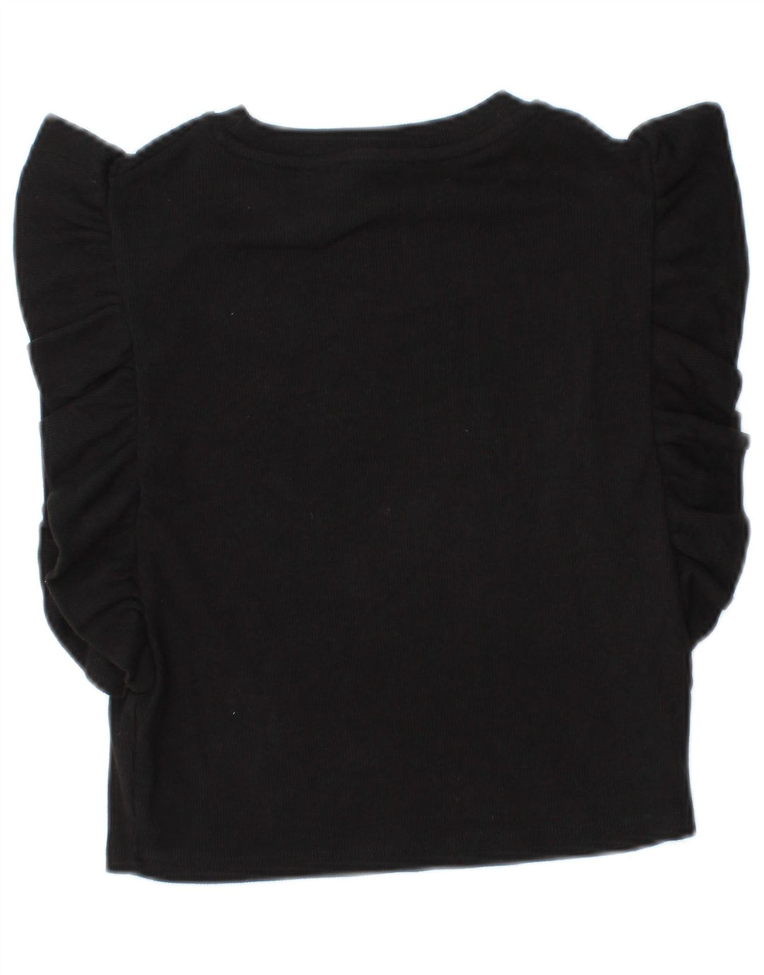 Zara Damen Crop Bluse Top UK 8 Small Schwarze Baumwolle