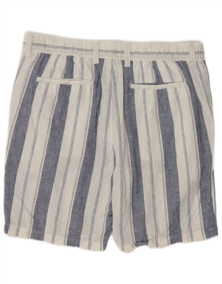 Marks & Spencer Herren-Chinoshorts W34, großes, weiß gestreiftes Leinen