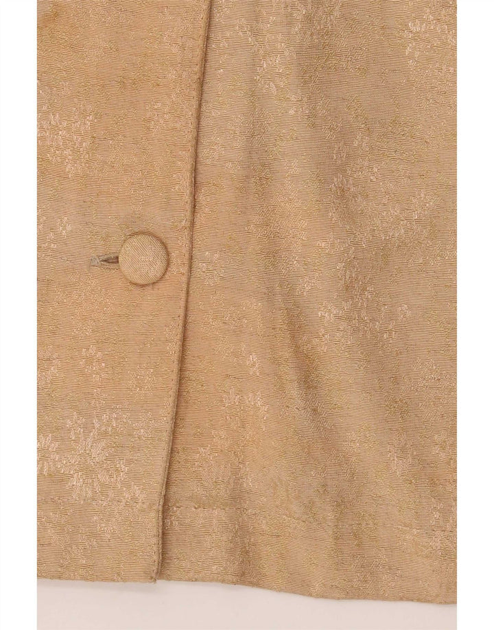 Vintage Damen Kurzärmelige Blazerjacke UK 14 Medium Beige Floral
