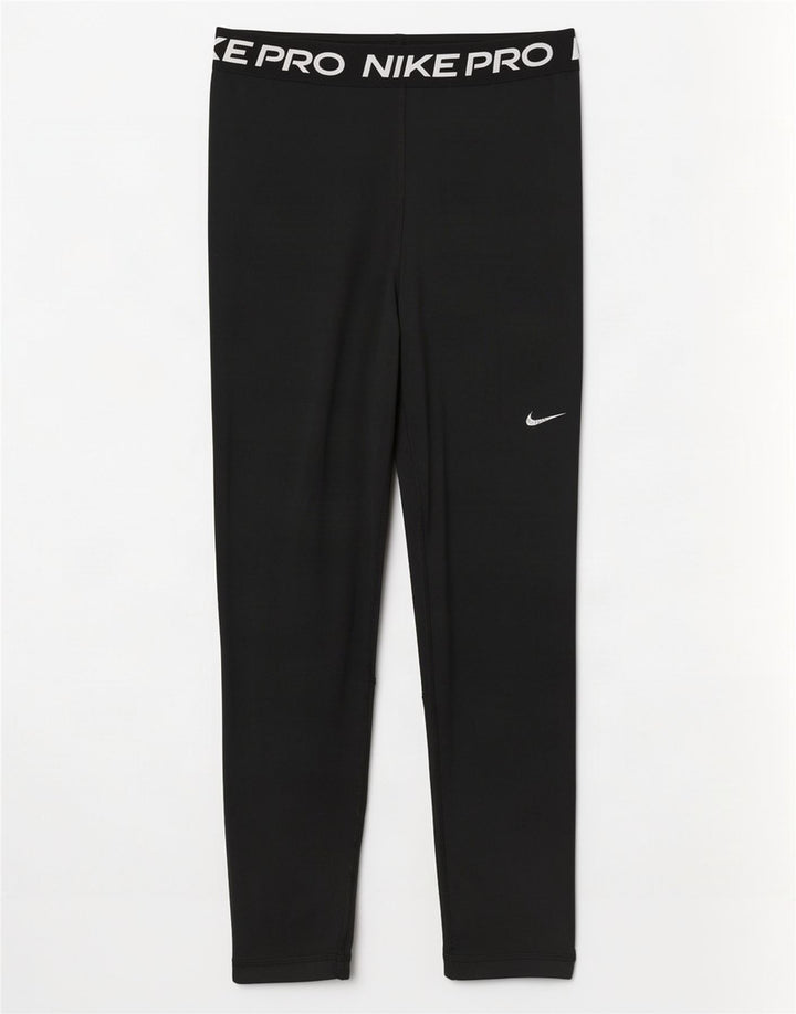 Nike Womens Dri Fit Graphic Crop Leggings UK 12 Mittelschwarzes Polyester