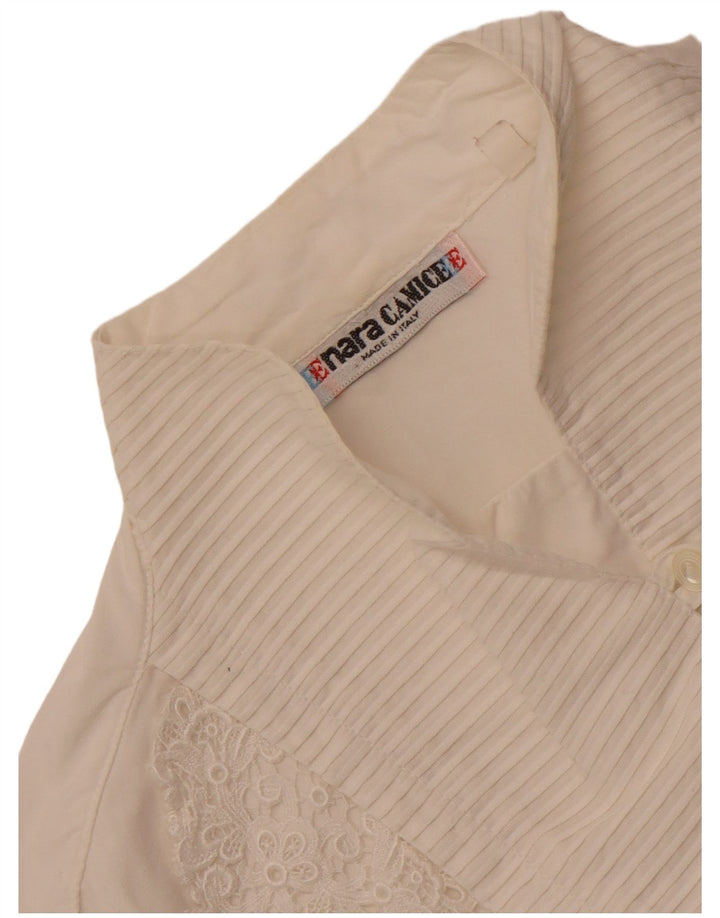 Enara Camice Damen Crop Shirt Bluse UK 14 Mittelweiße Baumwolle