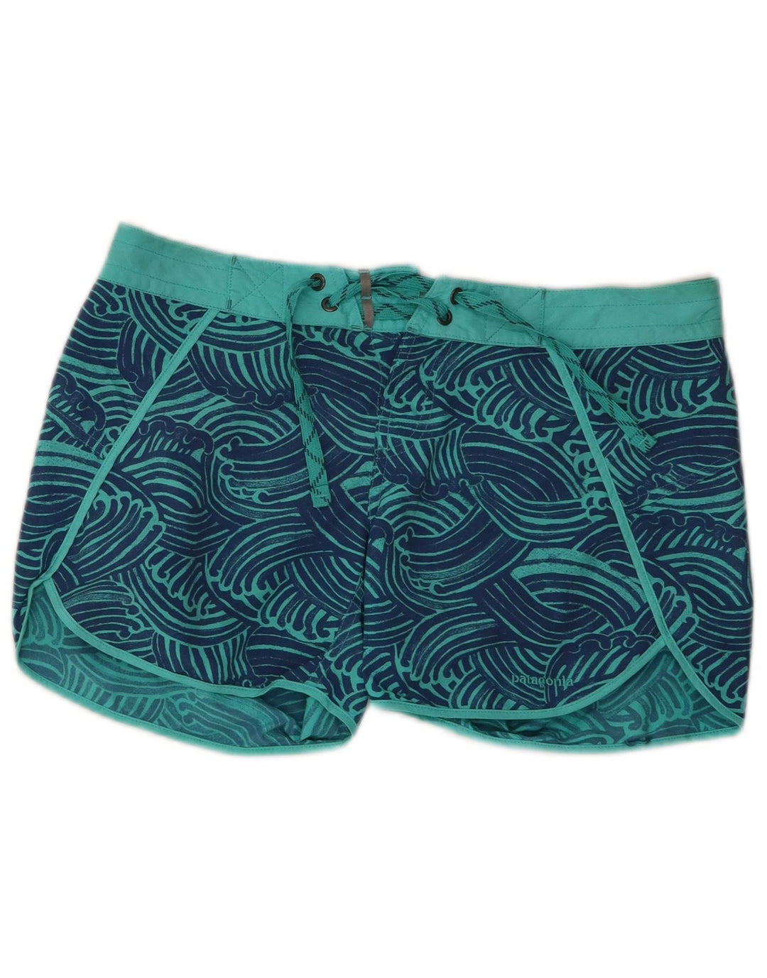 Patagonia Damen-Badeshorts mit abstraktem Muster, US 6, mittelblaues Nylon