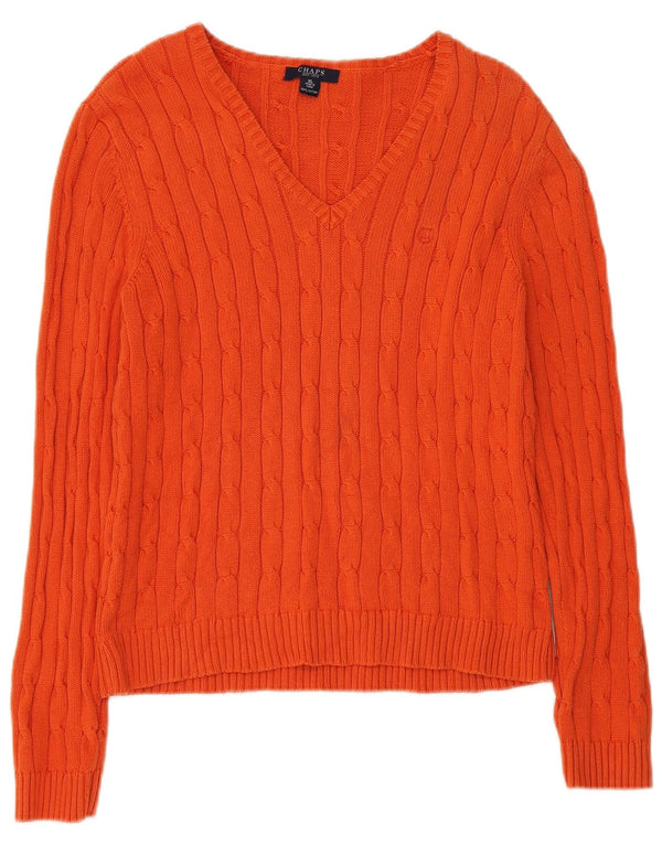 Chaps Damen-Pullover mit V-Ausschnitt, UK 18, XL, Orange, Baumwolle