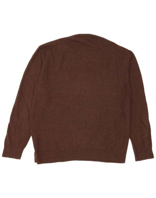 Zara Damen-Pullover mit Rundhalsausschnitt, UK 16, Größe L, braune Viskose