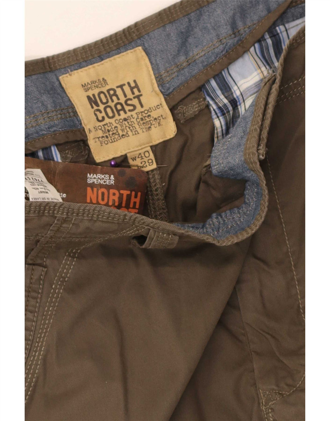 Gerade Herren-Cargohose von Marks & Spencer, Breite 40, Länge 29, Braun, Baumwolle