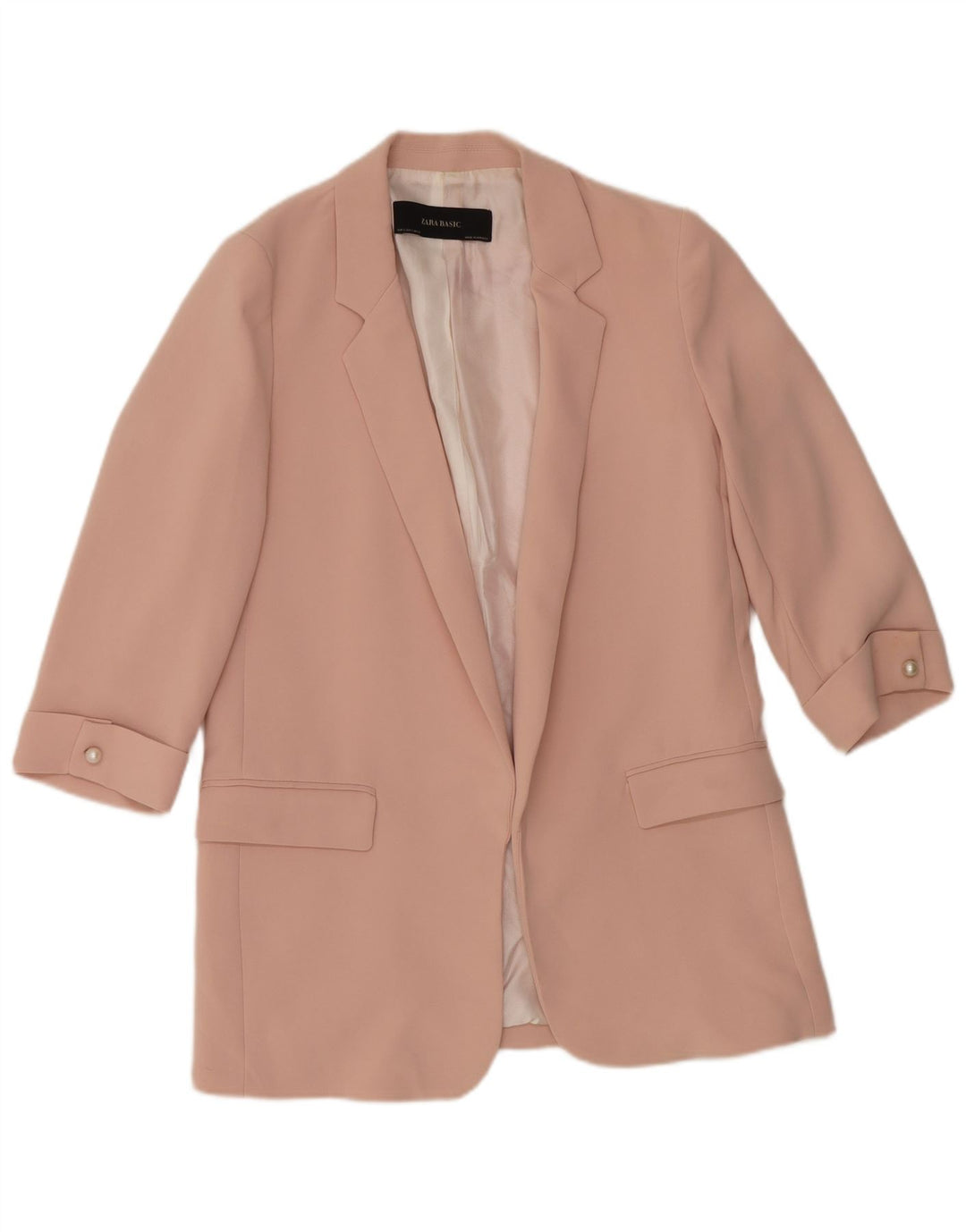 Zara Damen-Blazer mit 3/4-Ärmeln, offen, Gr. 10, Rosa