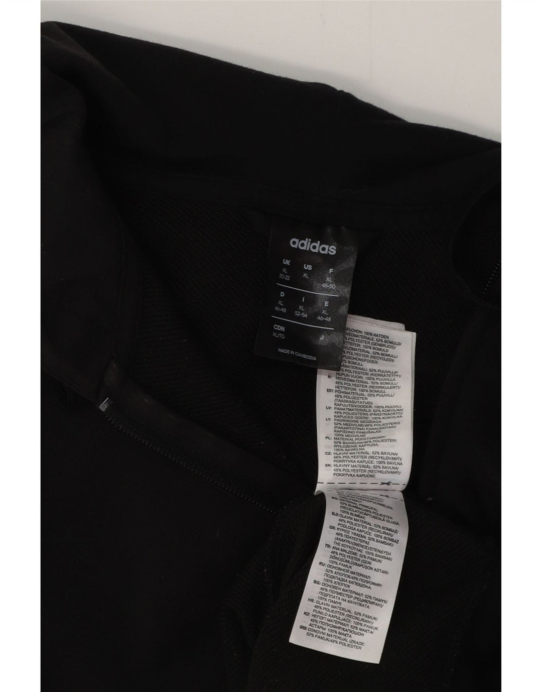 ADIDAS Damen Zip Hoodie Pullover UK 20/22 XL Schwarz Baumwolle