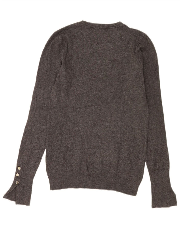 Zara Damen-Pullover mit Rundhalsausschnitt, Gr. 8, Größe S, graue Viskose