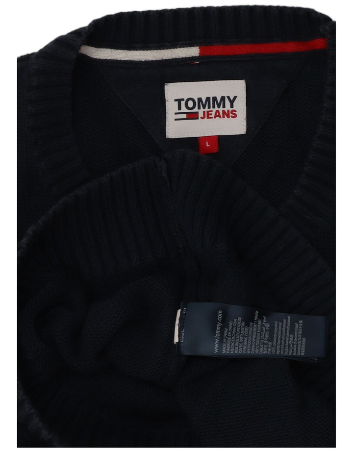 Tommy Hilfiger Herren-Pullover mit Rundhalsausschnitt, groß, marineblaue Baumwolle
