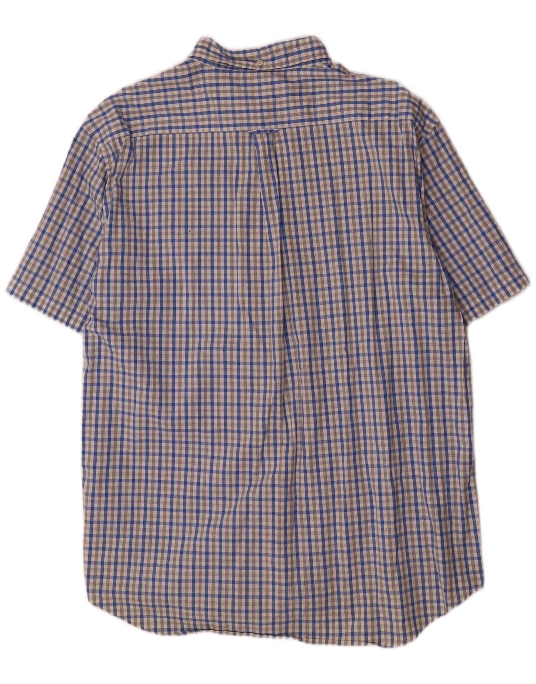 Gant Herren-Hemd, kurzärmelig, normale Passform, Größe 47/48, 19 3XL, blaues Gingham-Muster