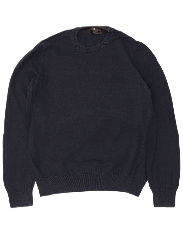 Marks & Spencer Herren-Pullover mit Rundhalsausschnitt, groß, marineblaue Baumwolle