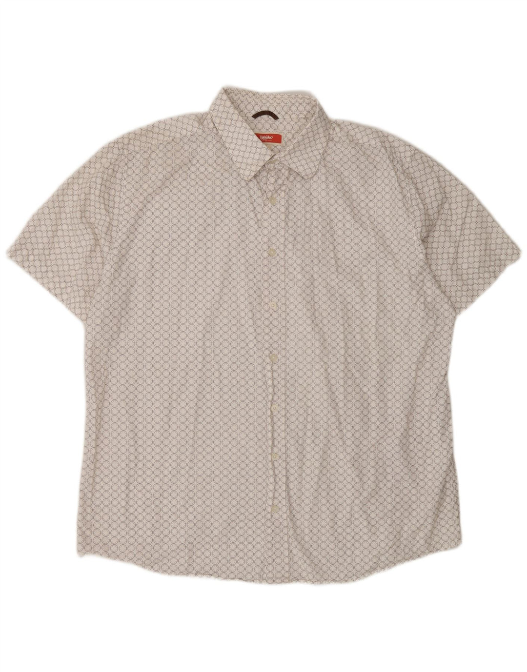 Mossimo Herren-Kurzarmhemd XL aus weißer, geometrischer Baumwolle