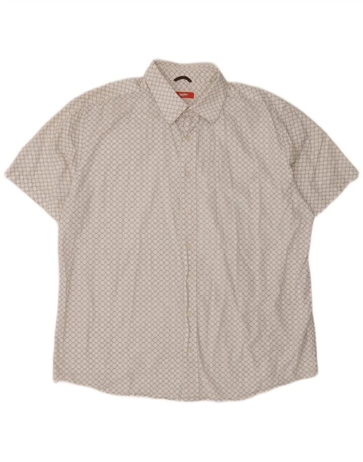 Mossimo Herren-Kurzarmhemd XL aus weißer, geometrischer Baumwolle