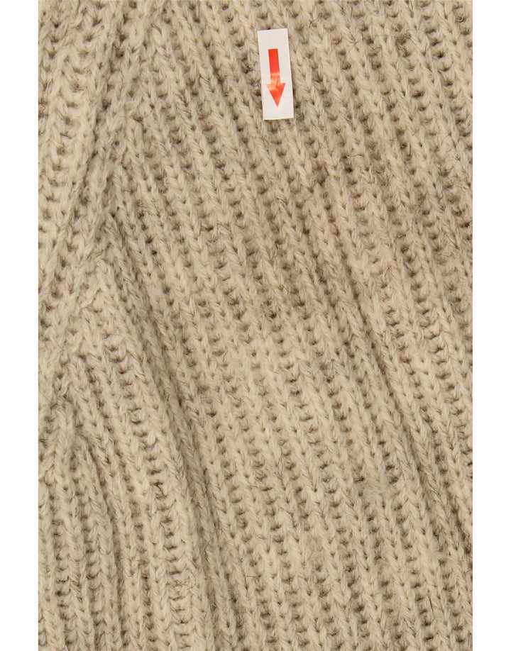 Vintage Herren-Pullover mit Rollkragen, groß, Beige, Colourblock-Wolle