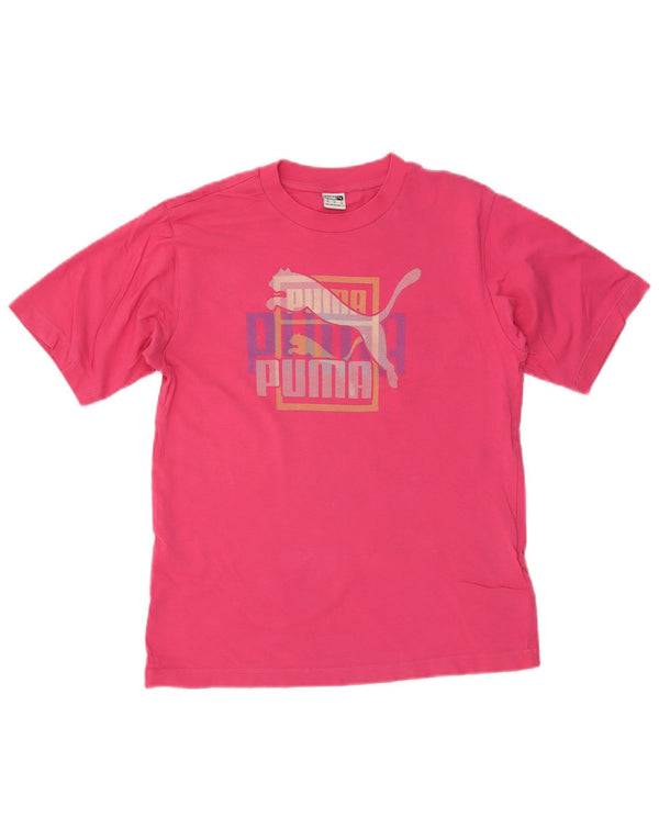 Puma Damen Grafik T-Shirt Top UK 6 XS Rosa Baumwolle