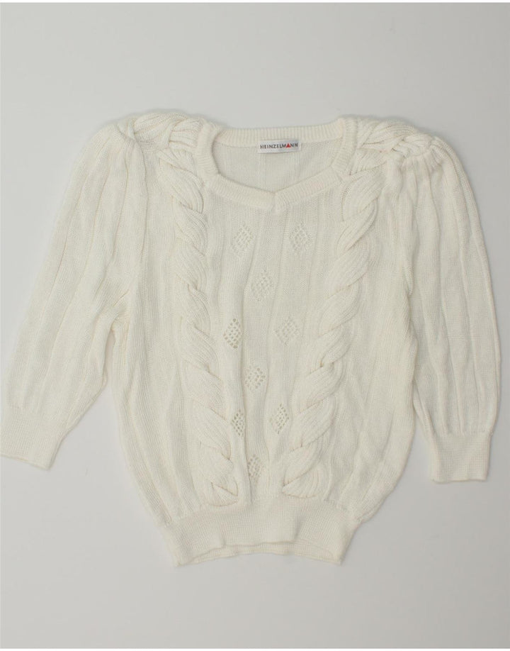 VINTAGE Womens Boat Neck Jumper Sweater IT 42 Medium White Polyacrylic Vintage Vintage and Second-Hand Vintage from Messina Hembry 