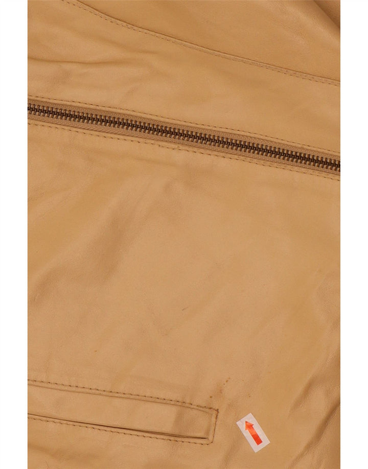 MOTIVI Damen Biker-Lederjacke UK 8 Small Beige Leder