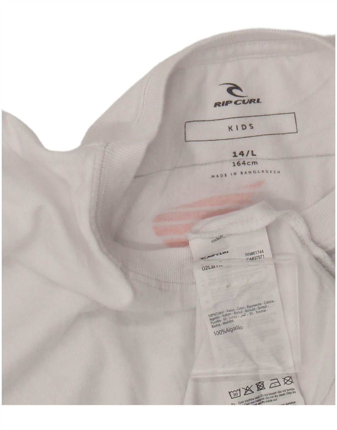 Rip Curl Jungen-T-Shirt mit Grafik, 13–14 Jahre, Größe L, weiße Baumwolle