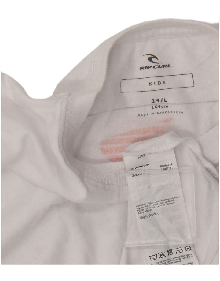 Rip Curl Jungen-T-Shirt mit Grafik, 13–14 Jahre, Größe L, weiße Baumwolle