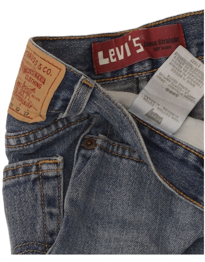 LEVI'S Mädchen 569 Loose Fit Distressed Denim Shorts 13–14 Jahre W27 Blau