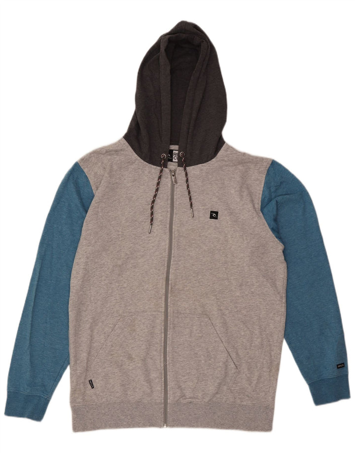 Rip Curl Herren-Kapuzenpullover mit Reißverschluss, groß, Grau, Farbblock