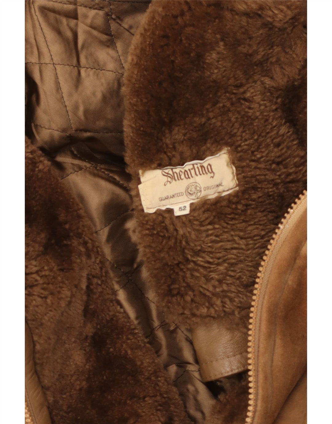 Vintage Herren Shearling Jacke IT 52 XL Braunes Leder