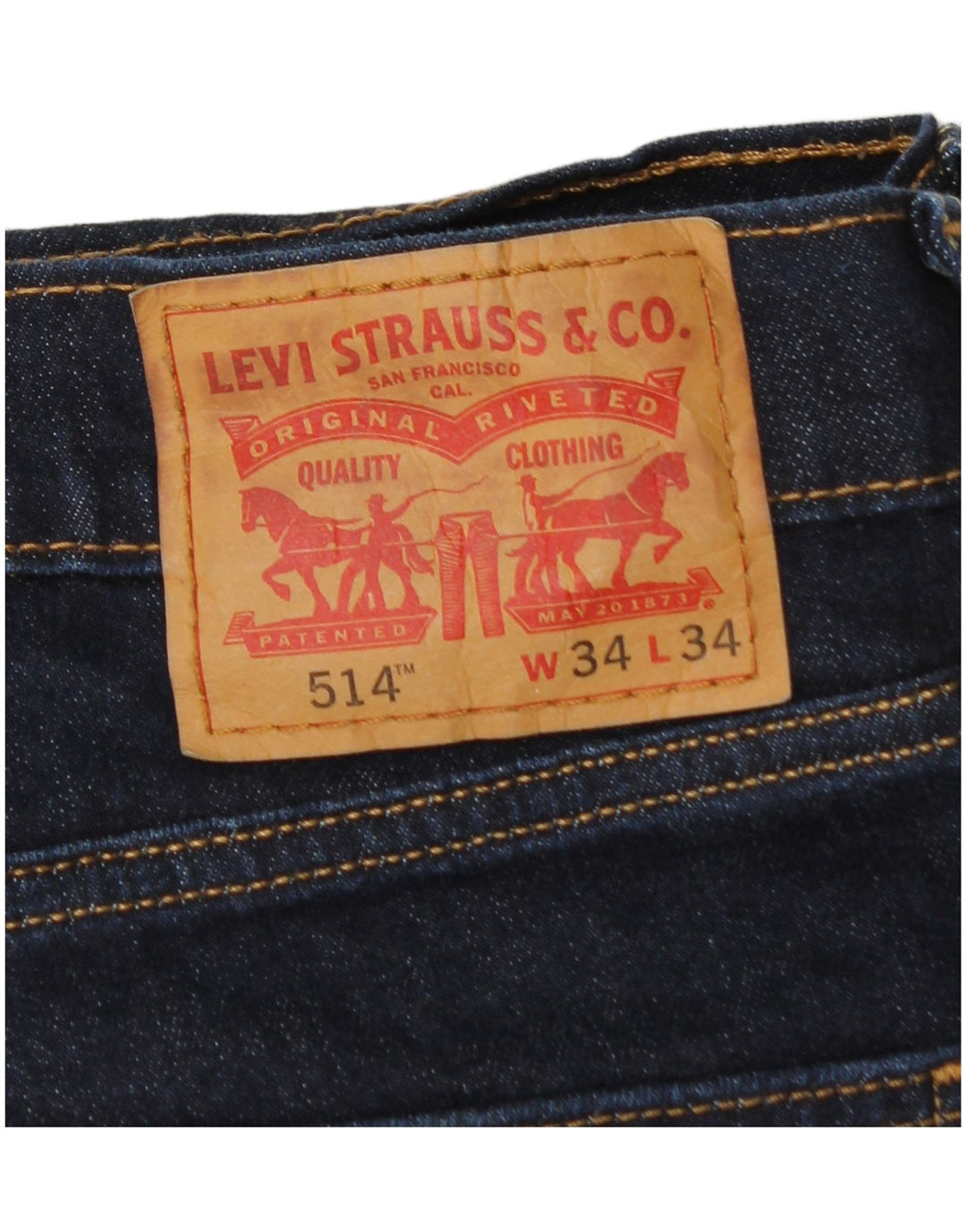 Levi's Herren 514 Straight Jeans W34 L34 Marineblaue Baumwolle