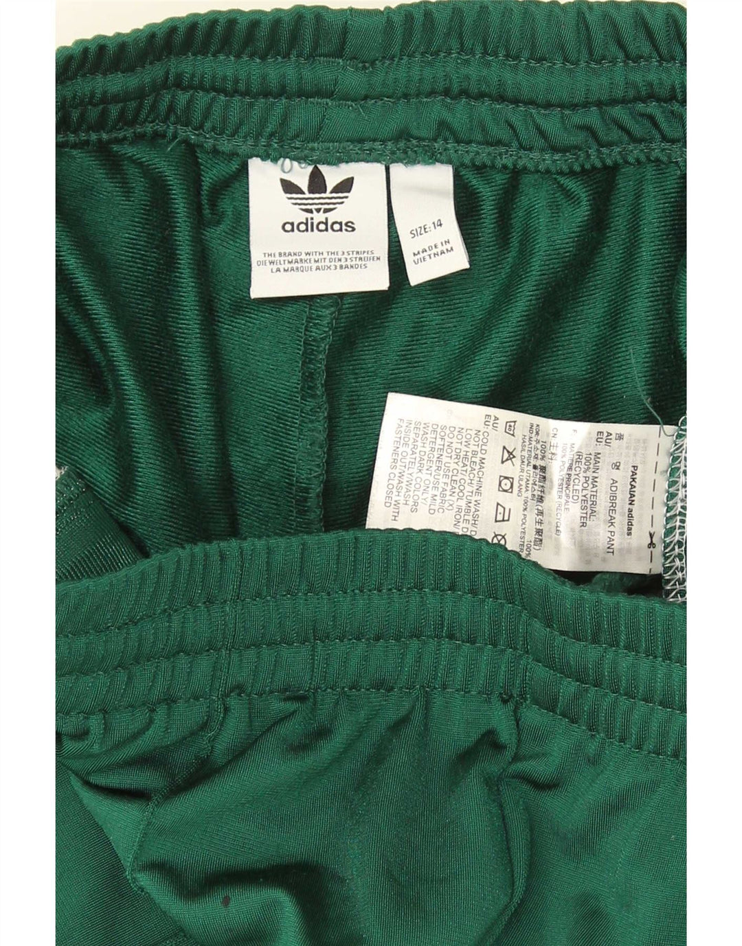 Adidas Damen-Trainingshose UK 14 Mittelgrünes Colourblock-Polyester