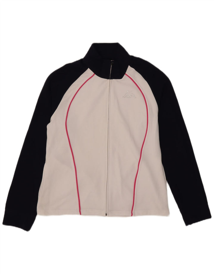 Kappa Damen-Trainingsanzug-Top-Jacke, UK 20 2XL, weißes Colourblock-Polyester