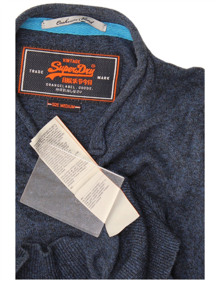 Superdry Herren-Pullover mit Rundhalsausschnitt, mittelmarineblau gesprenkelte Baumwolle