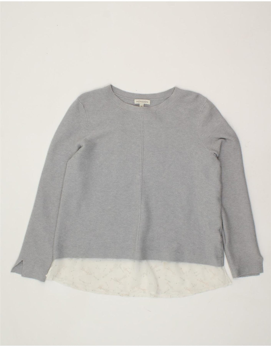 MONSOON Womens Sweatshirt Jumper UK 12 Medium Grey Colourblock Viscose Vintage Monsoon and Second-Hand Monsoon from Messina Hembry 