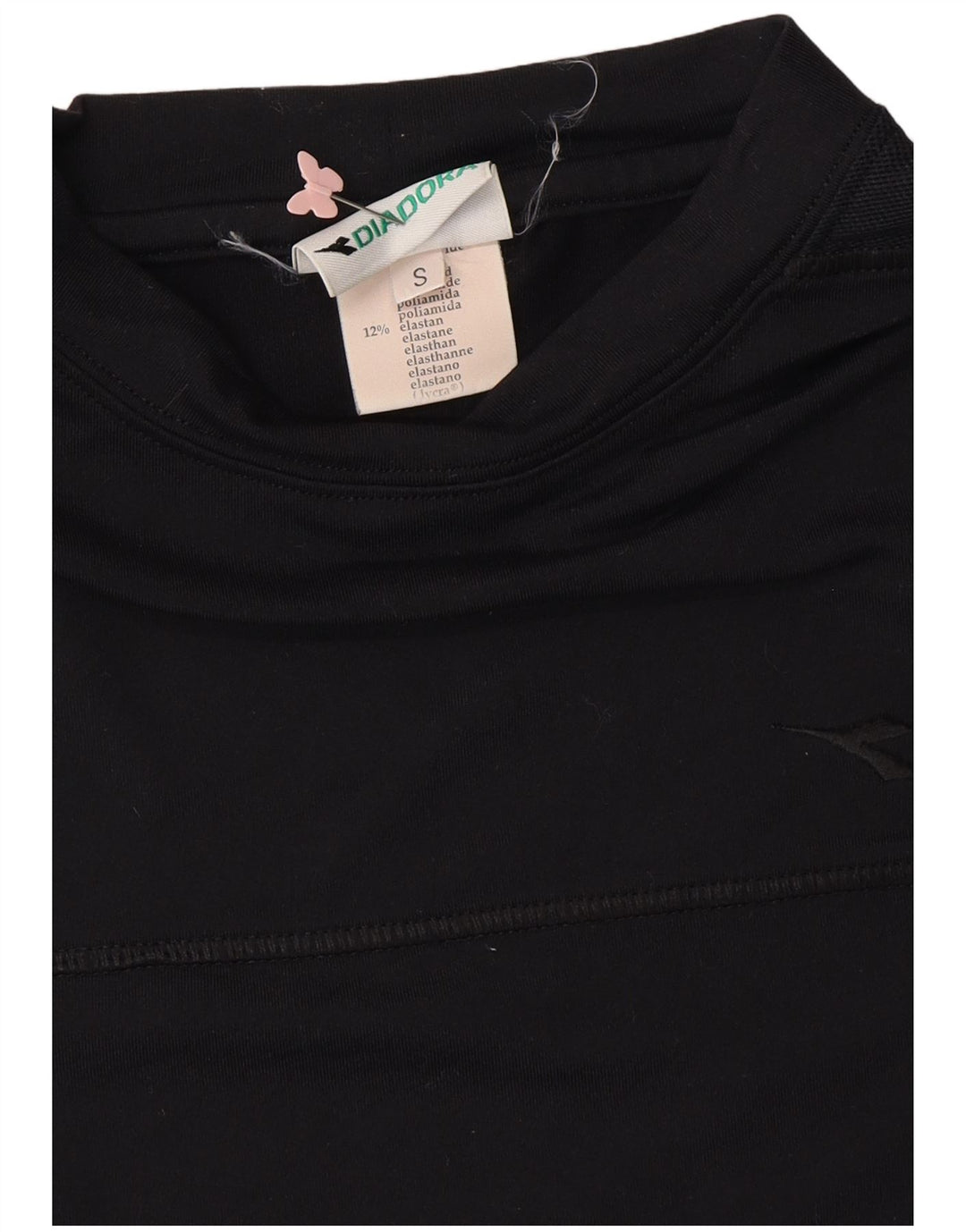 DIADORA Damen Crop T-Shirt Top UK 10 Small Schwarz Polyamid