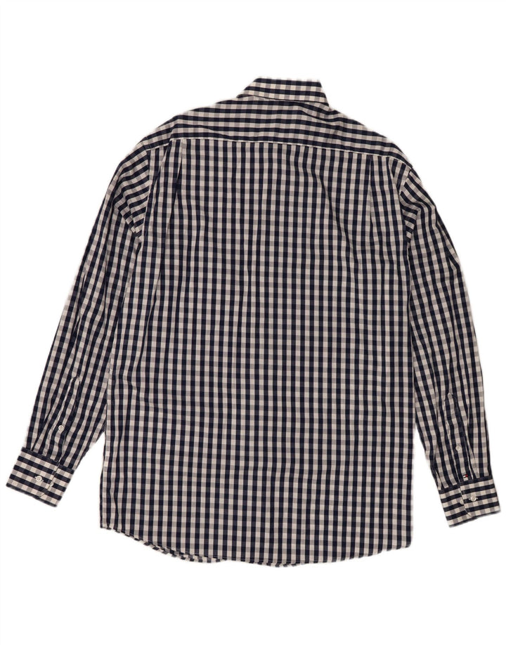 Tommy Hilfiger Herren-Hemd mit normaler Passform, Größe 15 1/2, mittelgroß, marineblau, kariert