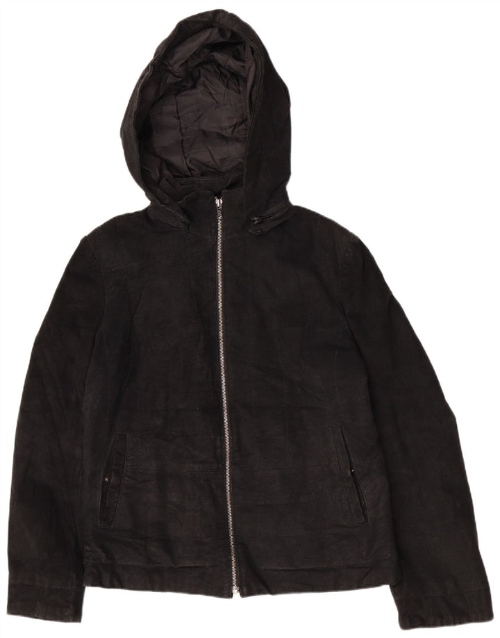 Zarro Damen Lederjacke mit Kapuze IT 42 Medium Schwarz