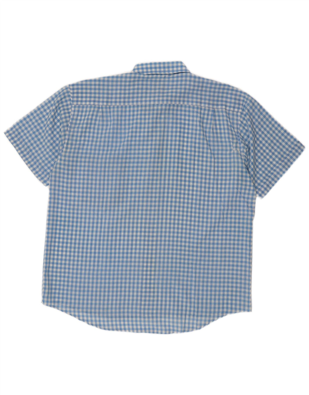 Vintage Herren Kurzarmhemd, großes blaues Gingham-Polyester