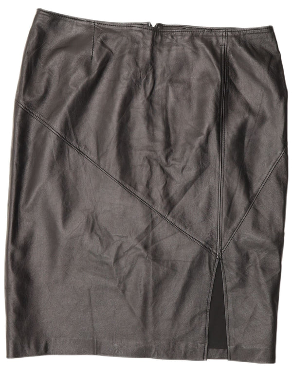 Vintage Damen Lederrock W42 3XL Schwarz