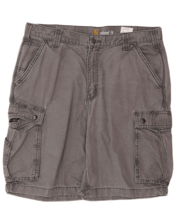 Carhartt Herren Relaxed Fit Cargo Shorts W36 Large Grau Baumwolle
